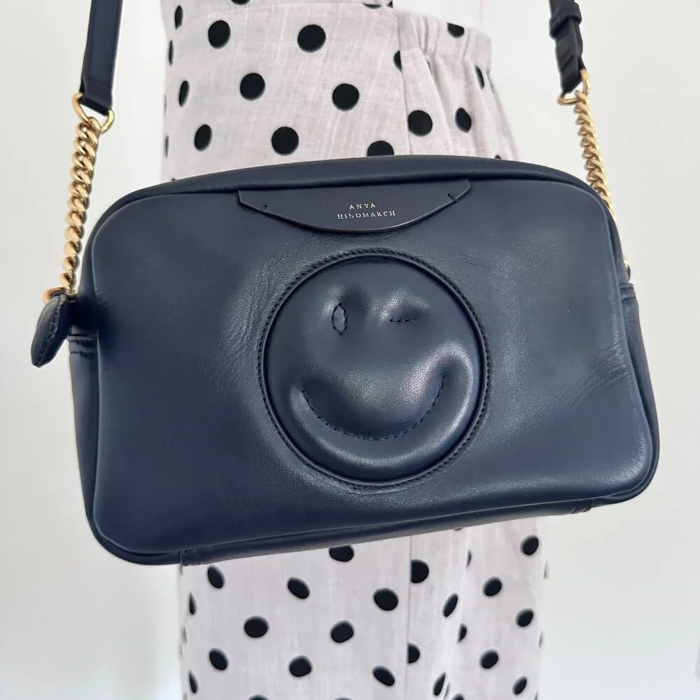 Anya Hindmarch Chubby Wink Large Crossbody Bag 😉 – Navy Leather